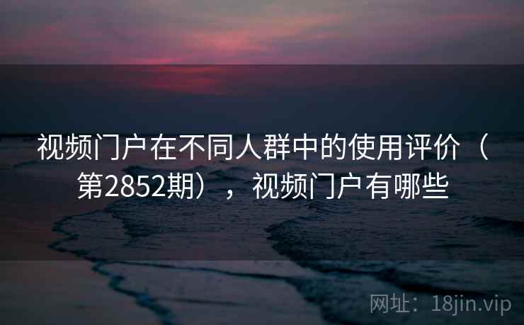 视频门户在不同人群中的使用评价（第2852期），视频门户有哪些